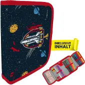 Itenga Schüler-Etui Mäppchen Weltraum 28 teilig (gefüllt) 1-Zipper