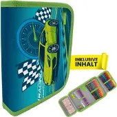 Itenga Schüler-Etui Mäppchen Rennauto Nitron 28 teilig (gefüllt) 1-Zipper