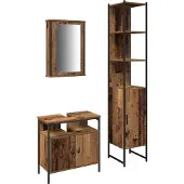 vidaXL Badezimmermöbel-Set 3 stk. Altholz 33 x 33 x 185,5 cm