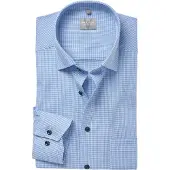 MARVELIS Langarmhemd , Herren, Gr. 41, N-Gr, blau (bleu), Web, Obermaterial: 100% Baumwolle, comfort fit normal, 2-Knopf-Manschette, Hemden Langarmhemd, comfort fit, kariert, New-Kentkragen, bügelfrei