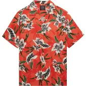 Superdry für Herren. M4011128A Hawaii-Hemd rot (S), Lässig, Modal, Kurzarm