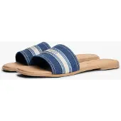 Tommy Hilfiger Pantolette "FLAT MULE WEBBING" Sommerschuh, Flats mit modischem Kontrastbesatz