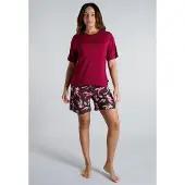 Tom Tailor Shorty , Damen, Gr. 42, rot, mittel, allover, Single Jersey, Obermaterial: 95% Viskose, 5% Elasthan, bequem kurz, Rundhals, Homewear-Sets Shorty, atmungsaktiv, Viskosenmix
