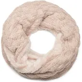 StyleBREAKER Strickschal "Feinstrick Loop mit Flecht Muster und Teddyfleece", Damen, beige, Obermaterial: 100% Viskose CV., Modisch, Modetücher Strickschal