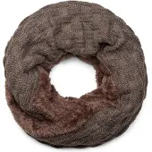 StyleBREAKER Strickschal "Feinstrick Loop mit Flecht Muster und Teddyfleece", Damen, grau (taupe), Obermaterial: 100% Viskose CV., Modisch, Modetücher Strickschal