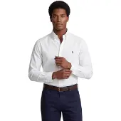 Ralph Lauren für Herren. 712870507001 Custom Fit Oxford Hemd weiß (43), Lässig, Baumwolle, Klassisch, Langarm