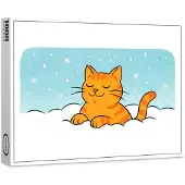 Raxxa Premium-Puzzle "Cute Cartoon Cat Resting in Winter Snow", 1000 Teile