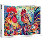 Raxxa Premium-Puzzle "Farbenfrohe Hühner", 1000 Teile