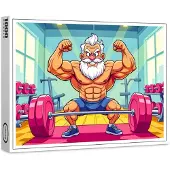 Raxxa Premium-Puzzle "Grandpa lifting weights making sports", 1000 Teile