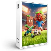 Raxxa Premium-Puzzle „Fußballduell: Südafrikanischer Biltong gegen italienische Spaghetti“, 1000 Teile