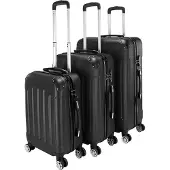 Alightup Hartschalenkoffer Reisekoffer-Set Koffer-Set Trolley-Set 3 Stk. ABS,Schwarz