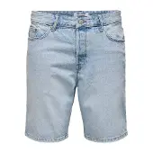 Only & Sons Shorts "ONSEDGE LB 2041 AZG DNM SHORTS", Herren, Gr. XL, N-Gr, blau (light blau denim), Web, Obermaterial: 100% Baumwolle, unifarben, straight fit knielang, Hosen Shorts