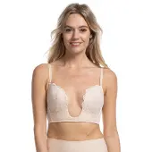 Magic bodyfashion Bügelloser BH "V-Bra", Damen, Gr. 85, Cup C, beige (latte), Obermaterial: 88% Polyamid, 12% Elasthan, BHs Bügelloser BH, Verziert mit wunderschöner Spitze und Netz-Details