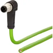 METZ CONNECT Anschlussleitung M12 Stecker 4-polig D-kodiert, gewinkelt, 5 m