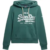 Superdry für Damen. W2012569A Kapuzensweatshirt Metallic Grün (L), Lässig, Baumwolle