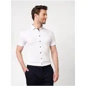 Desoto Kurzarmhemd "Casual Kent 1/2", Herren, Gr. XL, N-Gr, weiß (weiß solid), Jersey, Obermaterial: 100% Baumwolle, slim fit normal, Hemden Kurzarmhemd, Businesshemd, slim fit, Kentkragen