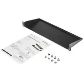 StarTech.com .com 1HE Server Rack Fachboden, Universal Rack Kragarmablagefach für 19" Netzwerk Rack/Schrank, Schwerlast Stahl, Tragkraft 15kg, 18cm Tief, Regal, Stahl, Schwarz, 1,23 kg