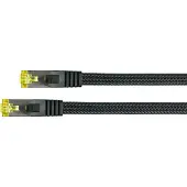 Varia Cat7 RJ45 Patchkabel S/FTP, Nylongeflecht, 7,5m, schwarz