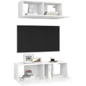 vidaXL 2-tlg. TV-Schrank-Set Weiß Holzwerkstoff