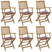 Syfax Klappbare Gartenstühle 6 Stk. mit Kissen Massivholz Akazie