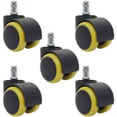 Mendler 5er-Set Hartbodenrollen HWC-H86, Bürostuhl-Rollen Stuhlrollen, 150kg belastbar Ø 11mm gelb