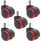 Mendler 5er-Set Hartbodenrollen HWC-H86, Bürostuhl-Rollen Stuhlrollen, 150kg belastbar Ø 11mm rot