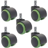 Mendler 5er-Set Hartbodenrollen HWC-H86, Bürostuhl-Rollen Stuhlrollen, 150kg belastbar Ø 11mm grün