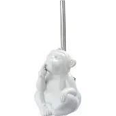Wenko WC-Garnitur "Monkey", weiß, B:14cm H:20cm L:14,5cm, Keramik, Reinigungsbürsten, WC-Garnitur, Keramik