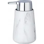 Wenko Seifenspender "Adrada", weiß (weiß, grau, silberfarben), B:10,5cm H:15cm L:8,5cm, Keramik, Dosierspender, Seifenspender, Keramik, 330 ml
