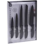 Excellent houseware ORION Messer KÜCHENMESSER aus Stahl SET 5-teilig in SCHWARZ Messerset