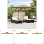 The Living Store Sonnenschirm mit Stahlmast Braun 388x388x248 cm