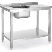 Hendi Einbeckenspüle mit Ablage links Budget Line STAL 1000 x 600 x 850 cm - 817025