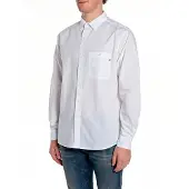 Replay für Herren. M4144.000.85486 Weißes Popeline-Hemd (XL), Lässig, Party, Baumwolle, Klassisch, Langarm
