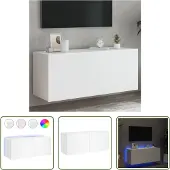 The Living Store TV-Wandschrank mit LED-Leuchten Weiß 100x35x41 cm