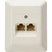 Kopp 33369405 UAE-Anschlussdose für Telefon-/Datentechnik, 8 Pole belegbar, 2 getrennte Anschlüsse, Farbe: weiß - 2 Stück