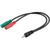 Techly ICOC 11-SB-HP, 3.5mm, Männlich, 3.5mm, Weiblich, 0,15 m, Schwarz