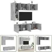 The Living Store 5-tlg. Wohnwand Betongrau Holzwerkstoff