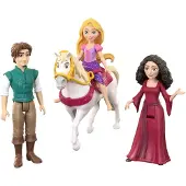 Mattel Disney Princess Disney Prinzessin Rapunzel Charakterset mit 3 kleinen Puppen und Pferd, inspiriert vom Film „Rapunzel – Neu verföhnt“, Modepuppe, 3 Jahr(e), 200 mm, Mehrfarbig