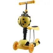 Enero Biedronka 3-in-1 Balancierroller & Rutscher Gelb – Höhenverstellbar, Kippsicher, Multifunktionaler Kinderscooter