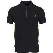 Fred perry für Herren. M2443 Gestreiftes Poloshirt schwarz (L), Lässig, Baumwolle, Kurzarm