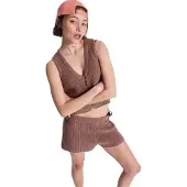 Roxy 2-in-1-Shorts "Beach Bungalow", Damen, Gr. L, braunie, Obermaterial: 100% Baumwolle., Hosen 2-in-1-Shorts