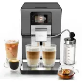Krups EA879N, Espressomaschine, 2,5 l, Kaffeebohnen, Eingebautes Mahlwerk, 1550 W, Metallisch, Schwarz