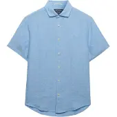 Superdry für Herren. M4011104A Hemd Riviera hellblau (XL), Lässig, Leinen, Kurzarm