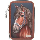 OEM 3-Fach-Etui mit Pferdemotiv, gefüllt, 20x13x7,5 cm