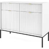 Furniture24 Nova KSZ104 Schrank Wohnzimmerschrank mit 2 Türen Schubladen Weiß 104x83x39