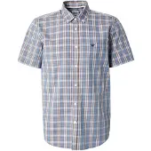 Mustang Kurzarmhemd "Herren Style Gilroy", Herren, Gr. XXL, US-Größen, blau (bunt 12862), Popeline, 100% Baumwolle, kariert, slim fit, Hemden Kurzarmhemd