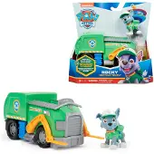 Paw Patrol , Recycling-Truck mit Rocky-Figur (Sustainable Basic Vehicle/Basis Fahrzeug), Müllwagen, PAW Patrol, 3 Jahr(e), Kunststoff, Grün, Grau, Orange