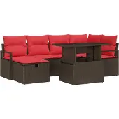 Syfax Gartensofa-set 7 stk. Braun Poly-Rattan