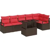 Syfax Gartensofa-set 7 stk. Braun Poly Rattan