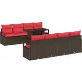 Syfax Gartensofa-set 9 stk. Braun Poly Rattan